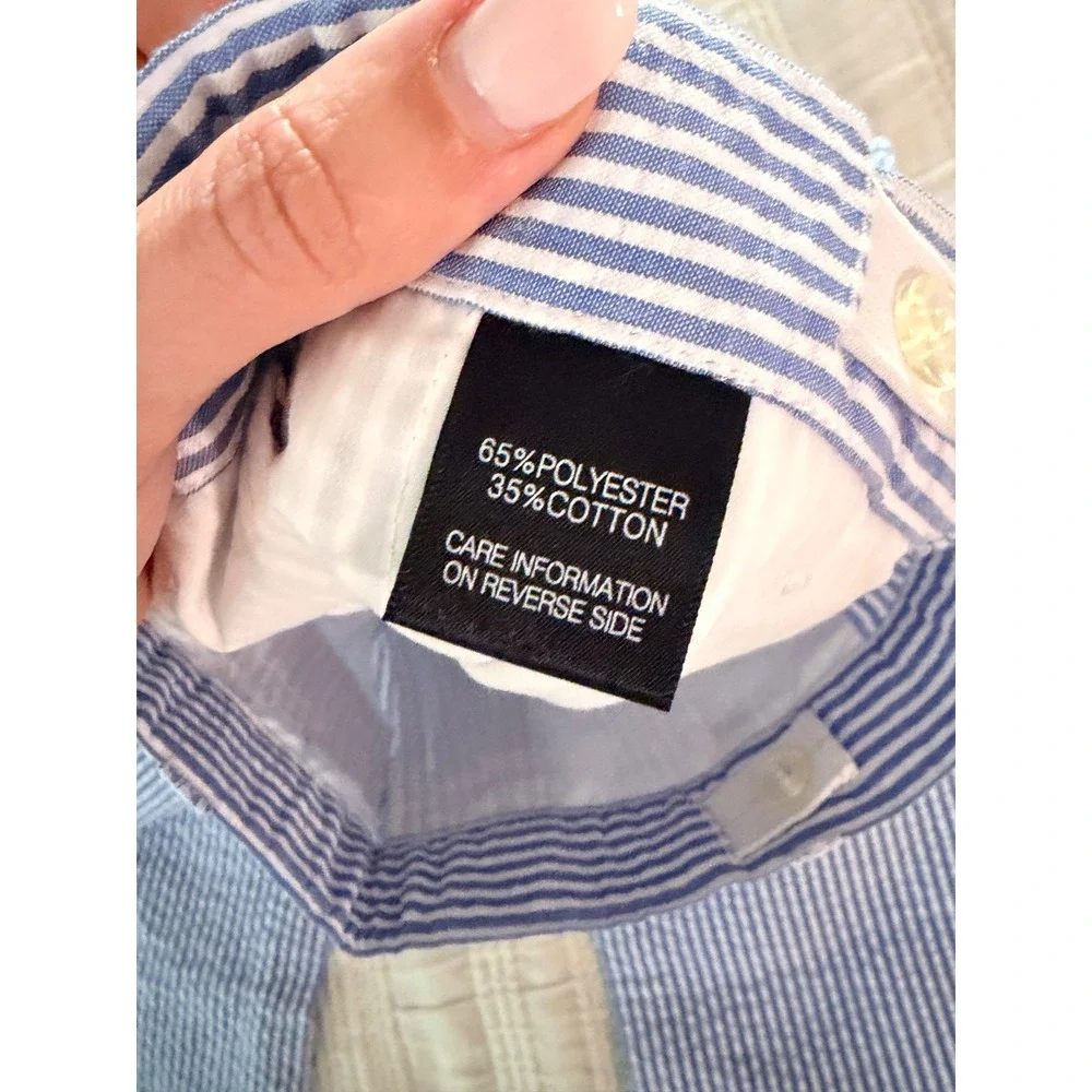 E-Land Kids Blue White Seersucker Striped Dress Pants Size 10 NWT 3610-804/L